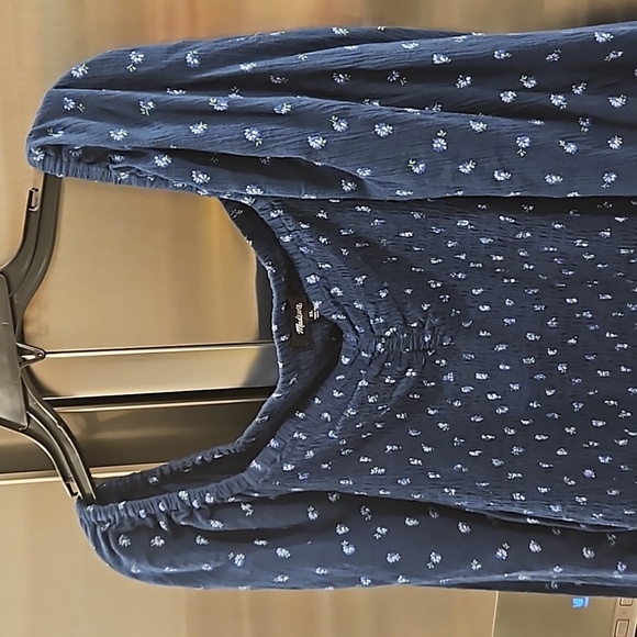 💕MADEWELL💕 Lucille Balloon Sleeve Smocked Top ~ Classic Indigo XL NWT - Picture 8 of 13